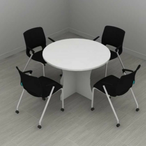 Modern White Round Conference Table 42"