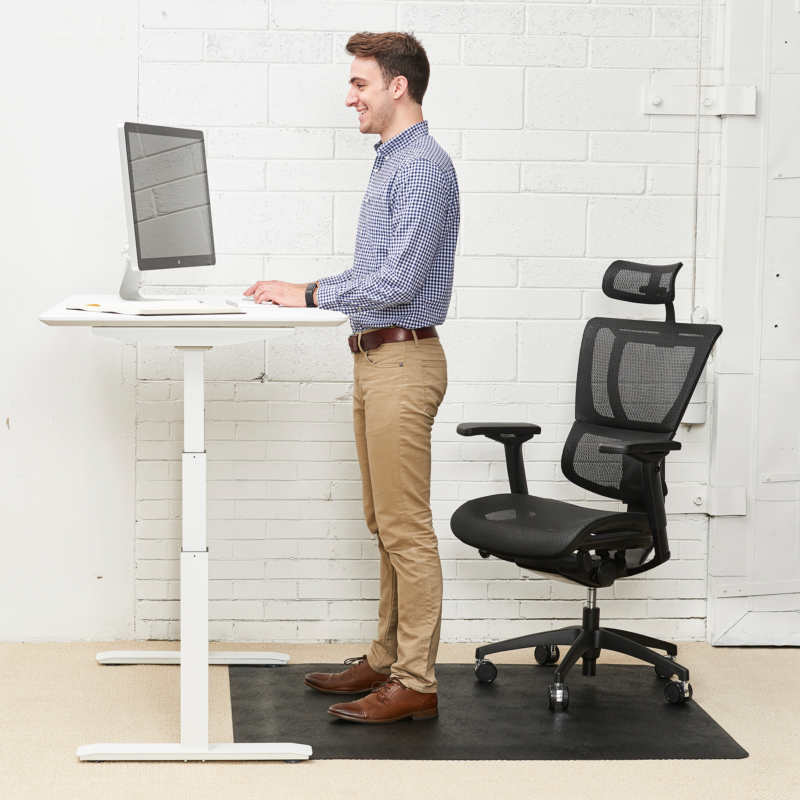 Deflecto Ergonomic Sit and Stand Black Chair Mat, 45" x 53"