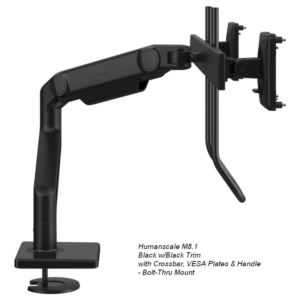 Humanscale M8.1 Dual Monitor Arm with Crossbar & Handle