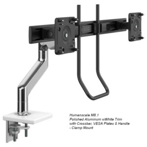 Humanscale M8.1 Dual Monitor Arm with Crossbar & Handle